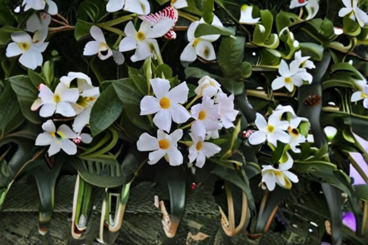 2 White Mandevilla Live Plants | White Flowering Vine | Mandevilla Starter Plants | 4-7 Inch Plants | Tropical Patio Garden Plant