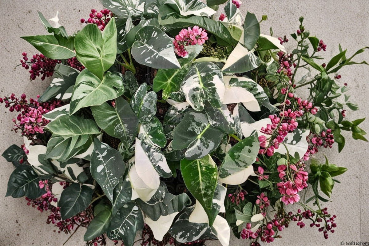 Variegated Alocasia Frydek Live Plant | Alocasia micholitziana 'Frydek' | 4 Inch Pot | Rare Variegated Houseplant | Tropical Indoor Plant