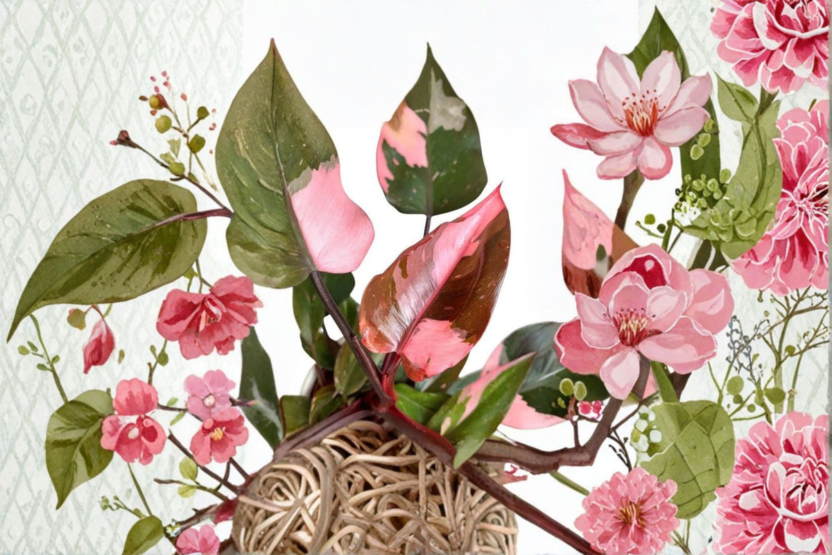 Pink Philodendron Live Plant | Variegated Tropical Houseplant | Pink Foliage Plant | 5-9 Inch Indoor Plant | No Pot | Philodendron Plant