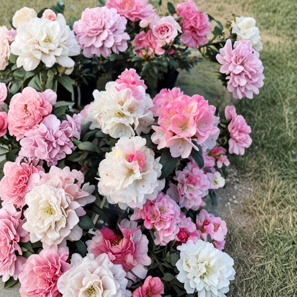 Rhododendron ‘Yaku Sunrise’ Live Evergreen Shrub | Pink & White Blooming Rhododendron | Compact Cold Hardy Plant | #1 Container Grown
