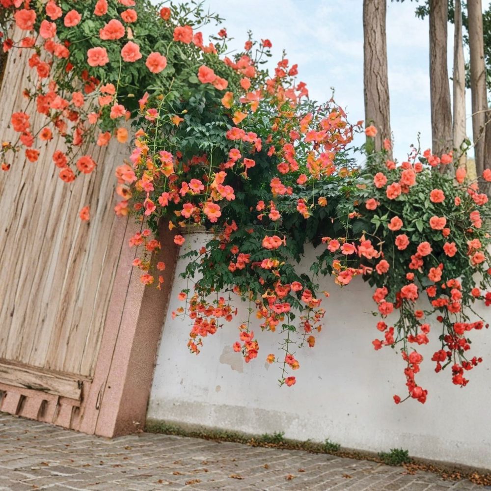 Orange Trumpet Vine – Campsis radicans Live Plant | 3 Inch Pot | Vibrant Flowering Climbing Vine | Hummingbird Friendly | Easy to Grow