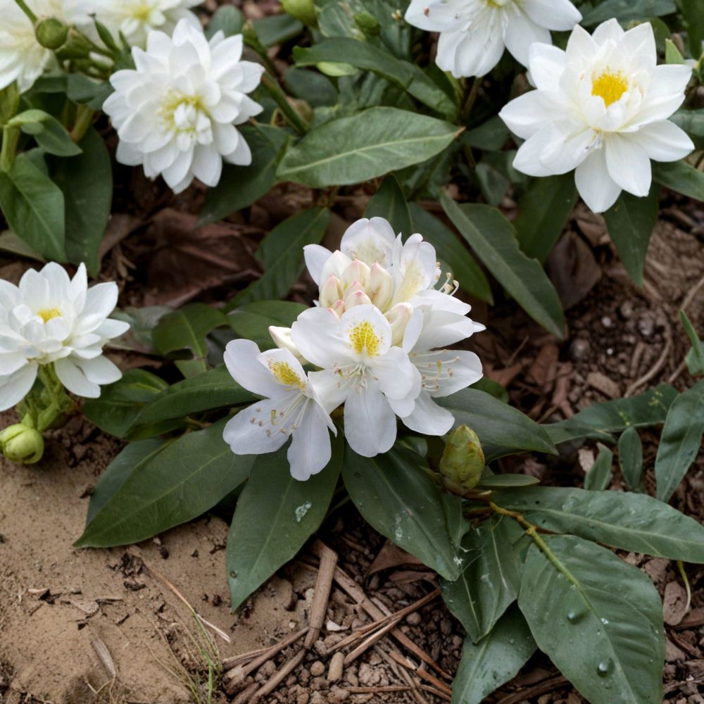 Chionoides Rhododendron – Live Evergreen Shrub | 12–15 Inches Wide Field Grown Plant | Includes Nursery Pot | Hardy to -10°F | White Spring Blooms