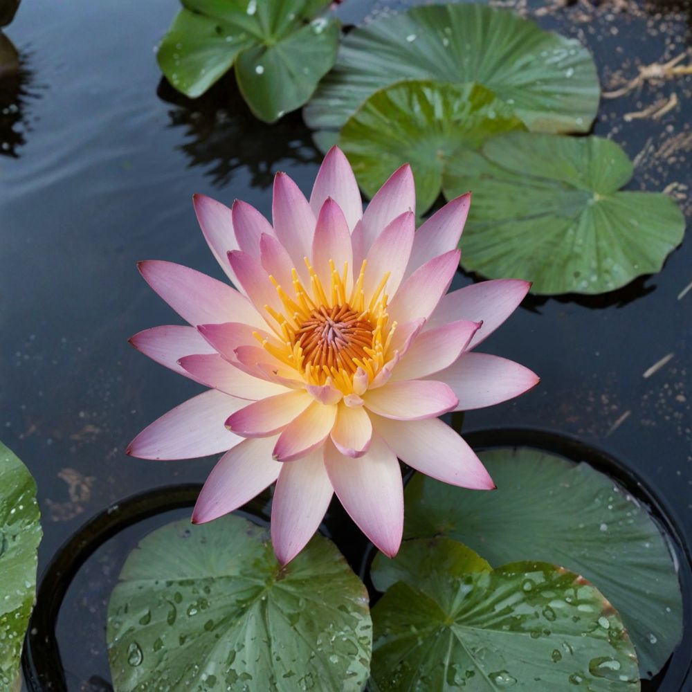 SunFire Water Lily – Nymphaea 'SunFire' Sprouted Tuber/Rhizome | Winter Hardy | Pink & Yellow Blooms | Pond Plant | Easy to Grow