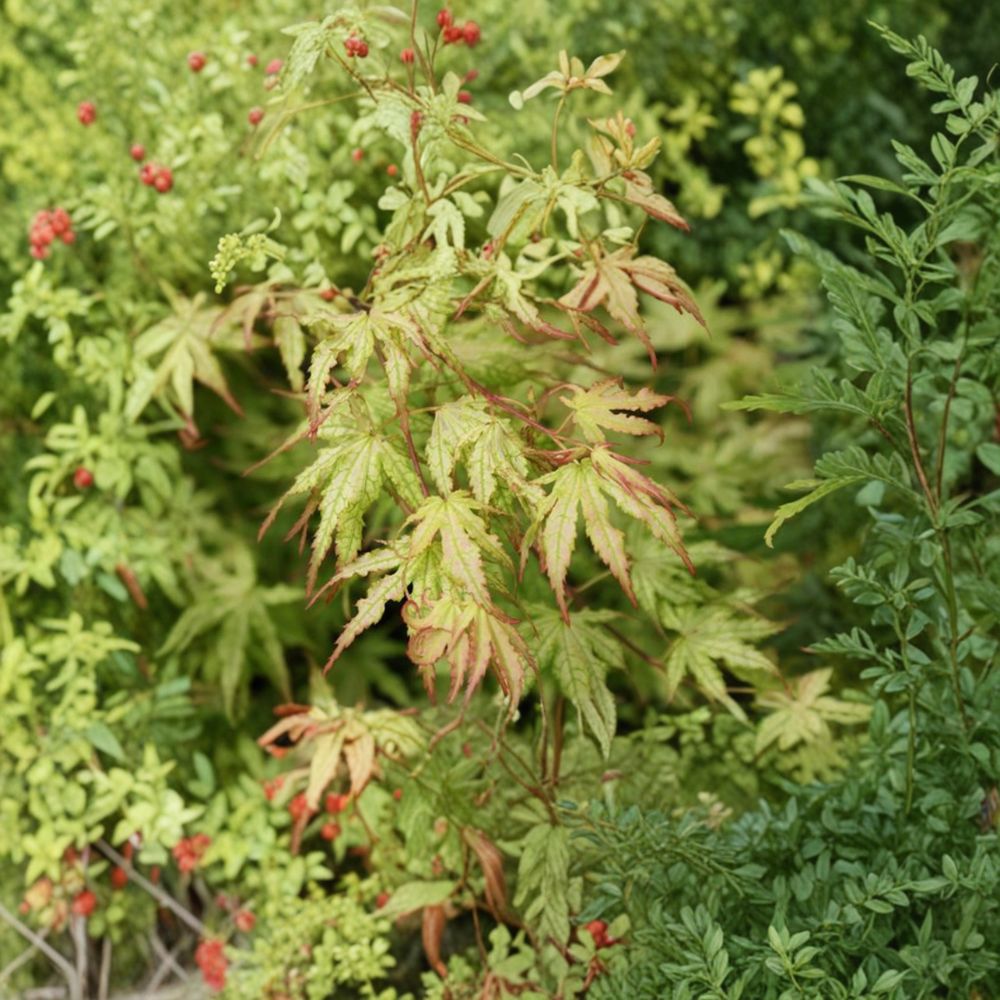 Acer palmatum 'Peaches and Cream' – Japanese Maple Live Plant | 8 Inches Tall | Includes 1 Gallon Pot | Unique Variegated Foliage | Patio & Landscape Friendly