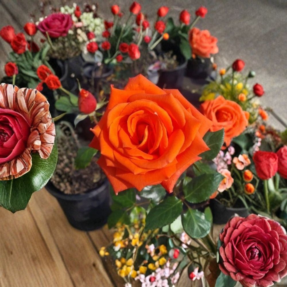 Marina Rose – Rosa Floribunda Live Rose Bush | 3 Gallon Size | Includes Healthy Root System | Garden & Landscape Friendly | Everblooming Salmon Orange Flowers
