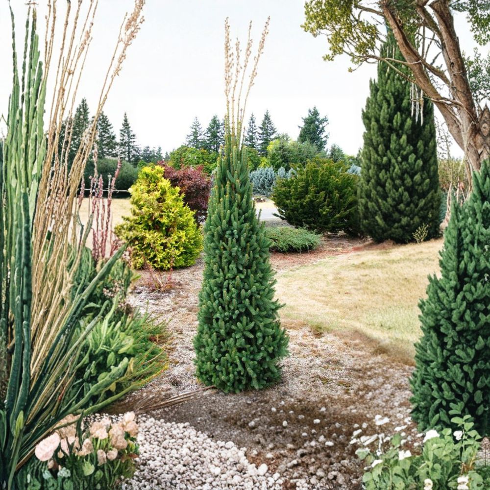 Picea abies 'Cupressina' – Columnar Norway Spruce Live Plant | 12 Inches Tall | Includes 1 Gallon Pot | Narrow Evergreen Tree | Vertical Landscape Accent