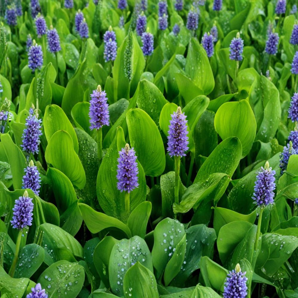 Pickerel Rush Live Pond Plant – Pontederia cordata | Includes Nursery Pot | Purple Flowering Aquatic Marginal | Hardy Water Garden Plant | Easy to Grow