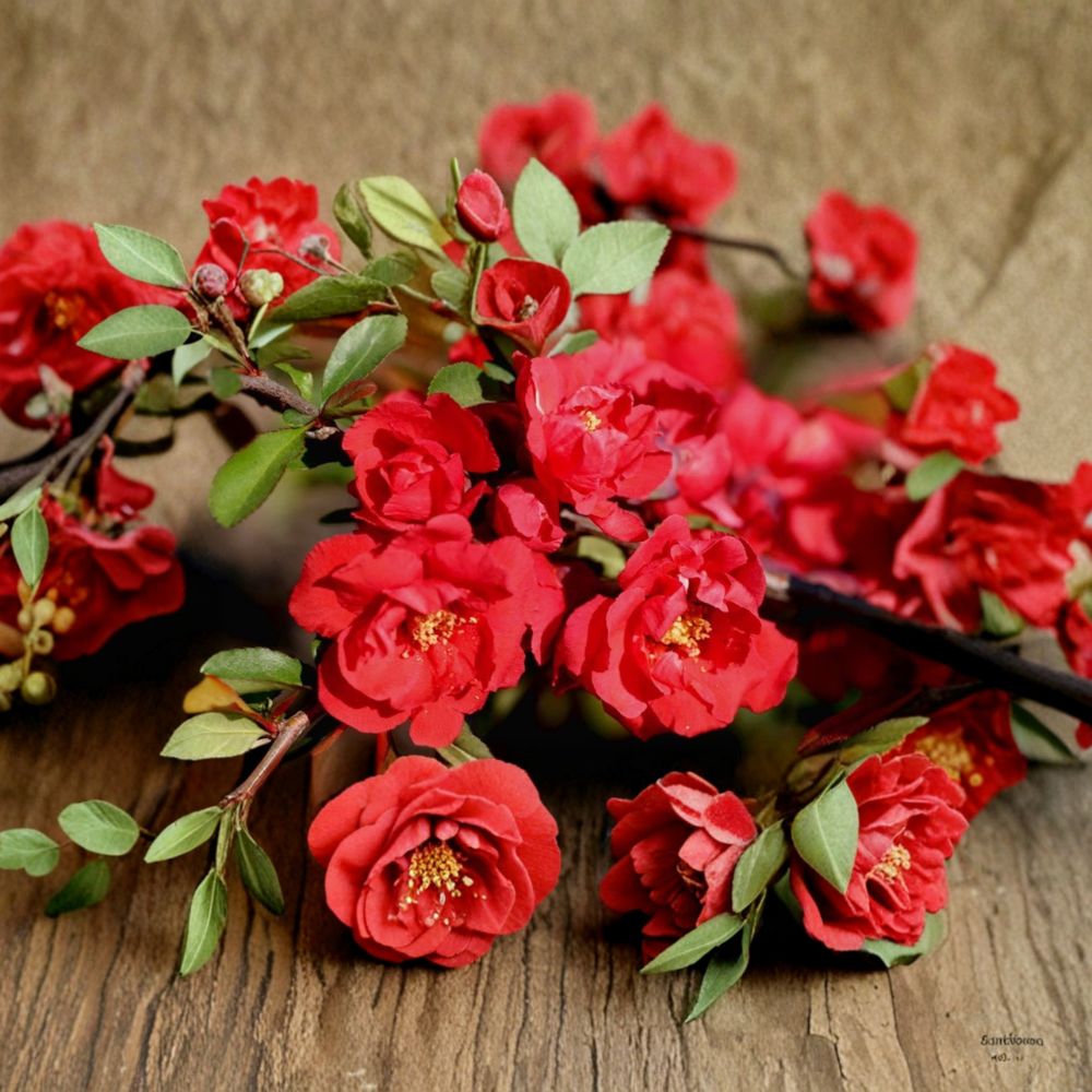 Chaenomeles speciosa 'Iwai Nishiki' – Red Flowering Quince Live Plant | Includes 1 Gallon Pot | Double Red Spring Blooms | Compact Spreading Shrub | Hardy Landscape Favorite