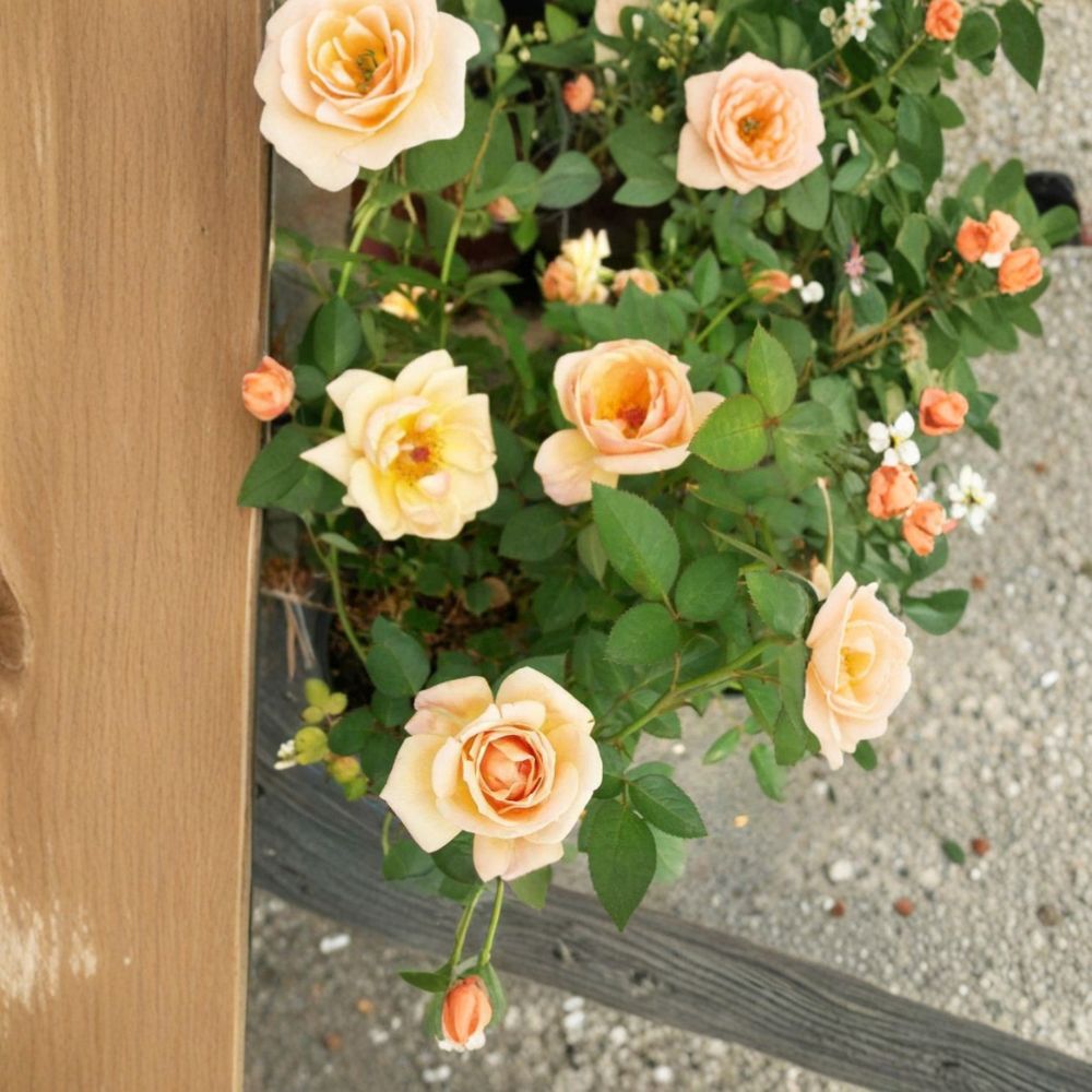 Southern Peach Rose – Live Mini Rose Bush | 2 Gallon Plant | Apricot Yellow Blooms | Compact Garden Rose | Full Sun Flowering Shrub