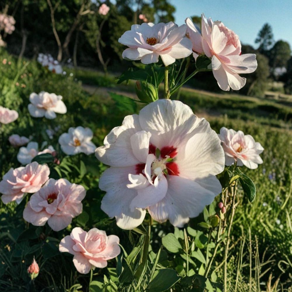 Double Flower White Althea Rose of Sharon – Hibiscus syriacus Live Plant | 1 Gallon Size | Double White Blooming Shrub | Includes Root Ball | Garden & Landscape Friendly | Easy to Grow