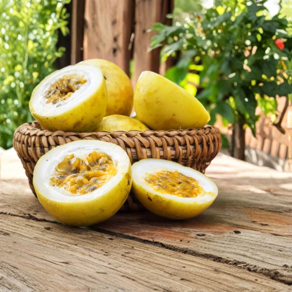 Yellow Passion Fruit Vine Live Plant | 4–6 Inches Tall | No Pot | Passiflora edulis flavicarpa | Sweet Tropical Fruit Vine | Easy to Grow
