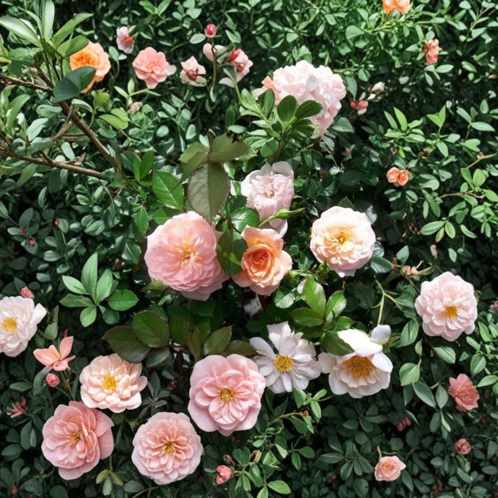 Apricot Drift® Rose – Rosa hybrida Live Plant | 5 Gallon Size | Apricot Groundcover Rose Bush | Includes Root Ball | Disease Resistant Landscape Rose | Easy to Grow