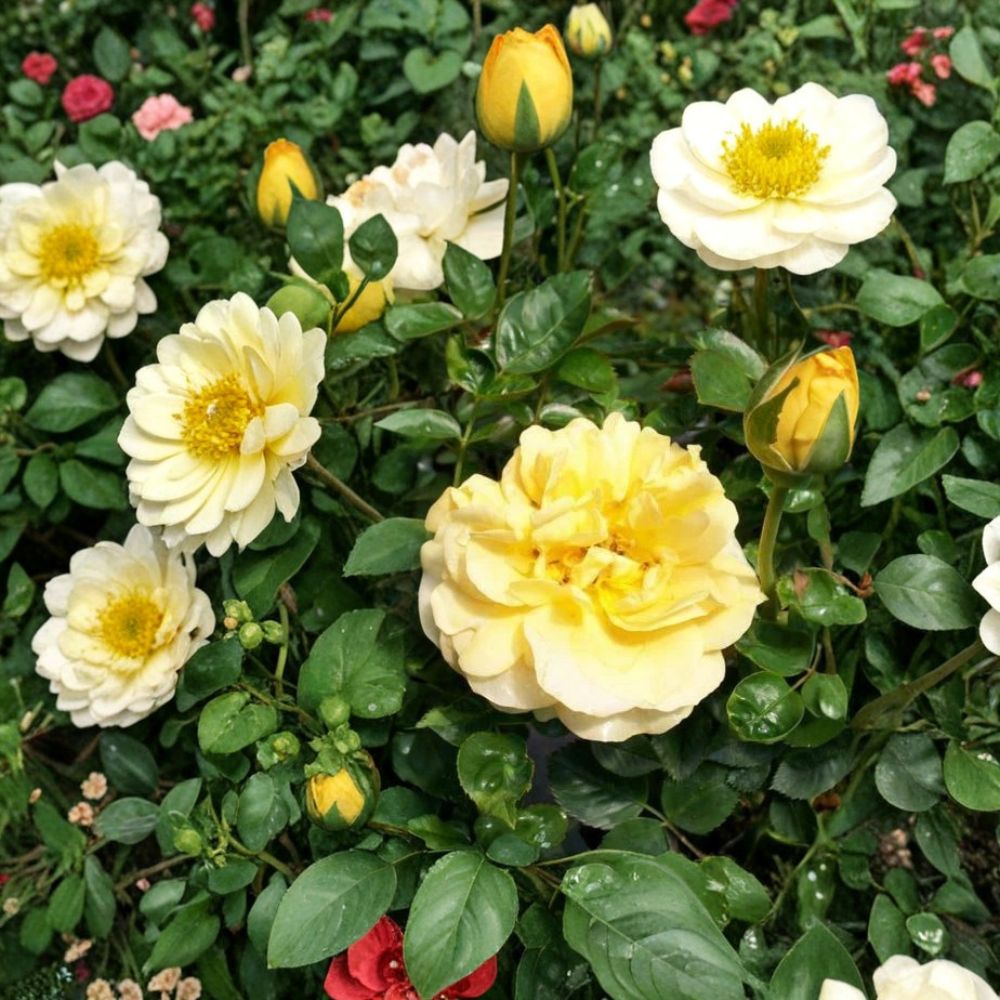 Julia Child Rose – Butter Gold Floribunda Live Plant | 1 Gallon Size | 2006 AARS Award Winner | Fragrant Double Blooms | Easy to Grow Garden Rose