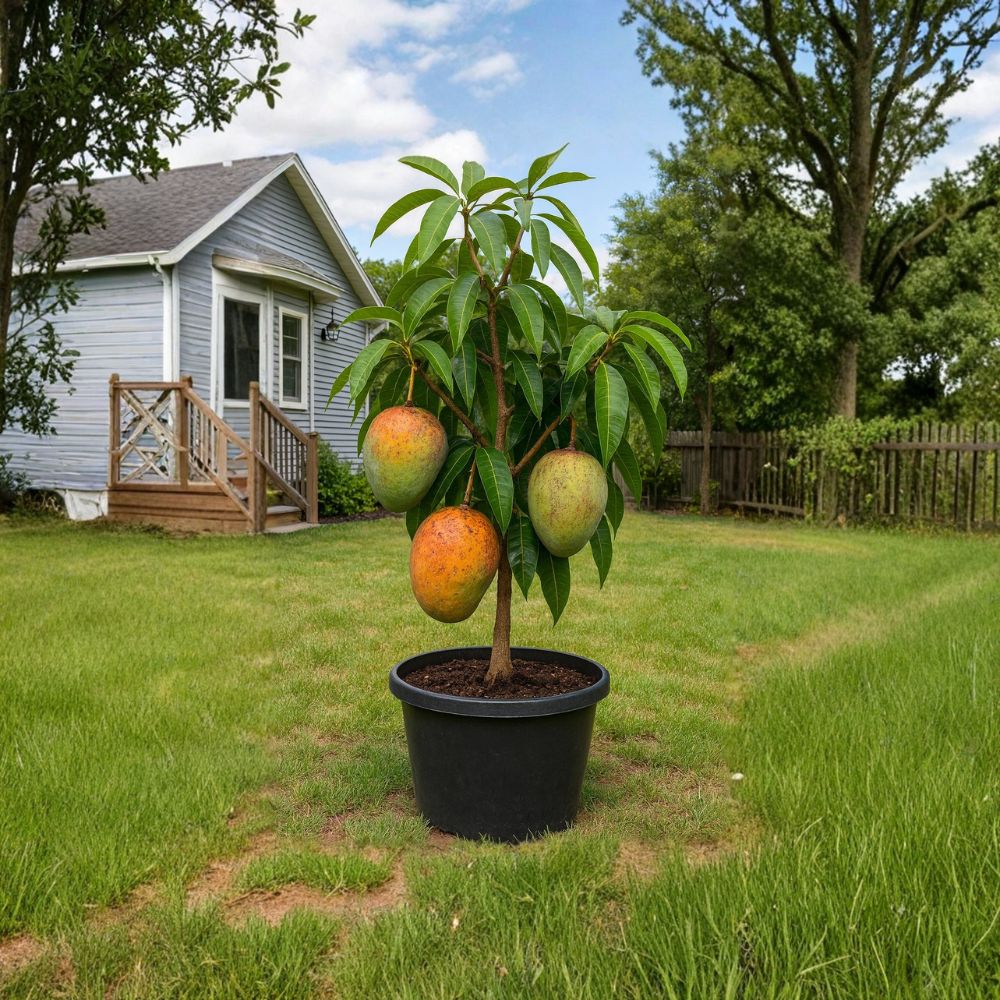 Coconut Cream Mango Tree Seedling – Live Tropical Starter Plant | Healthy Rooted Mango | USDA Certified | Easy to Grow | No Shipping to CA