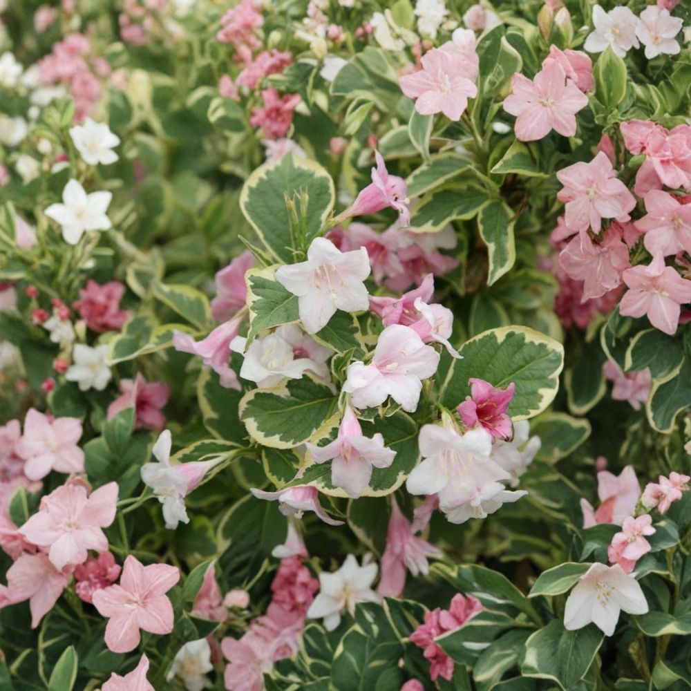 Variegata Weigela – Live Bare Root Starter Plant | 4+ Inch Flowering Shrub | Weigela florida 'Variegata' | Pink Blooms