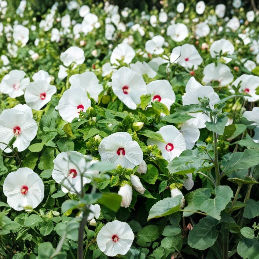 Hardy White Hibiscus – Hibiscus grandiflorus Live Bare Root Plant | Giant White Perennial Flowers | Butterfly Garden