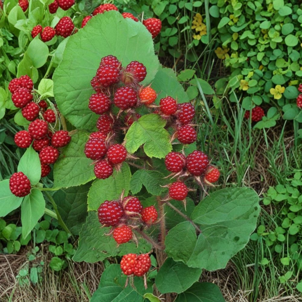 Wineberry Bush Live Plant | Bare Root Appalachian Berry | Rubus phoenicolasius | Sweet Edible Fruit Plant | Ready to Grow