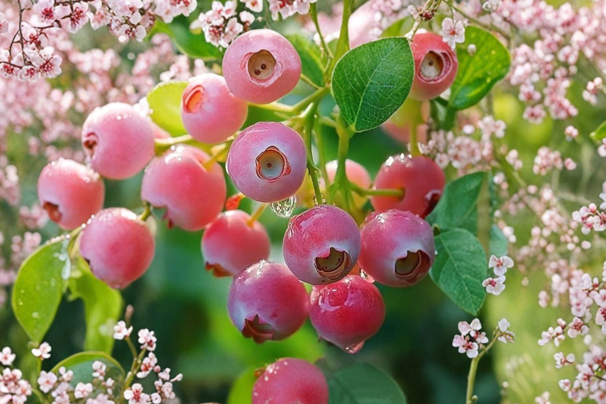 Pink Lemonade Blueberry Live Plant – Vaccinium Rabbiteye | 3–8 Inch Starter | Pink Fruiting Berry Bush