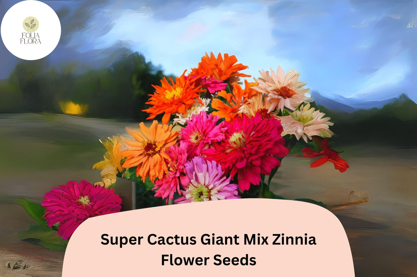 100+ Super Cactus Giant Mix Zinnia Seeds – Large Non-GMO Annual Flowers for Garden Planting & Cut Bouquets