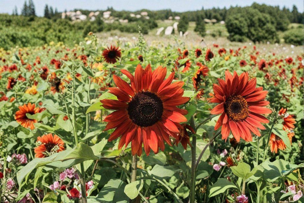 Velvet Queen Sunflower 15 Seeds | Deep Burgundy Blooms | Heirloom Sunflower | Pollinator Favorite