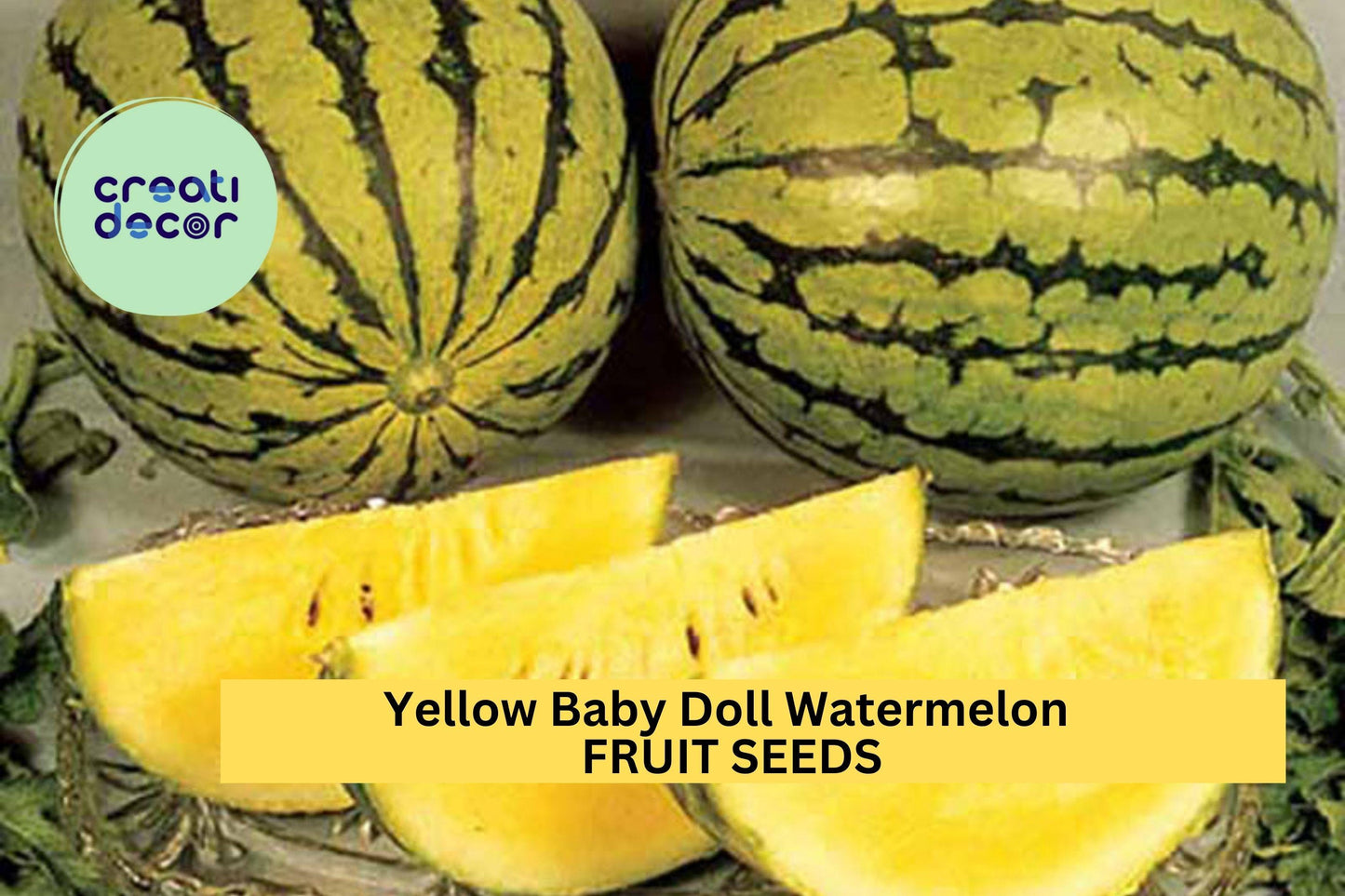 50+ Yellow Baby Doll Watermelon Seeds – Sweet Golden Flesh for Garden Planting, Compact Early Harvest Variety – USA