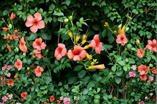 Trumpet Vine ‘Madame Galen’ | Hummingbird Vine | Fast Growing Privacy Vine | Orange Flowering Climbing Vine | Trellis Plant | 1 Gallon