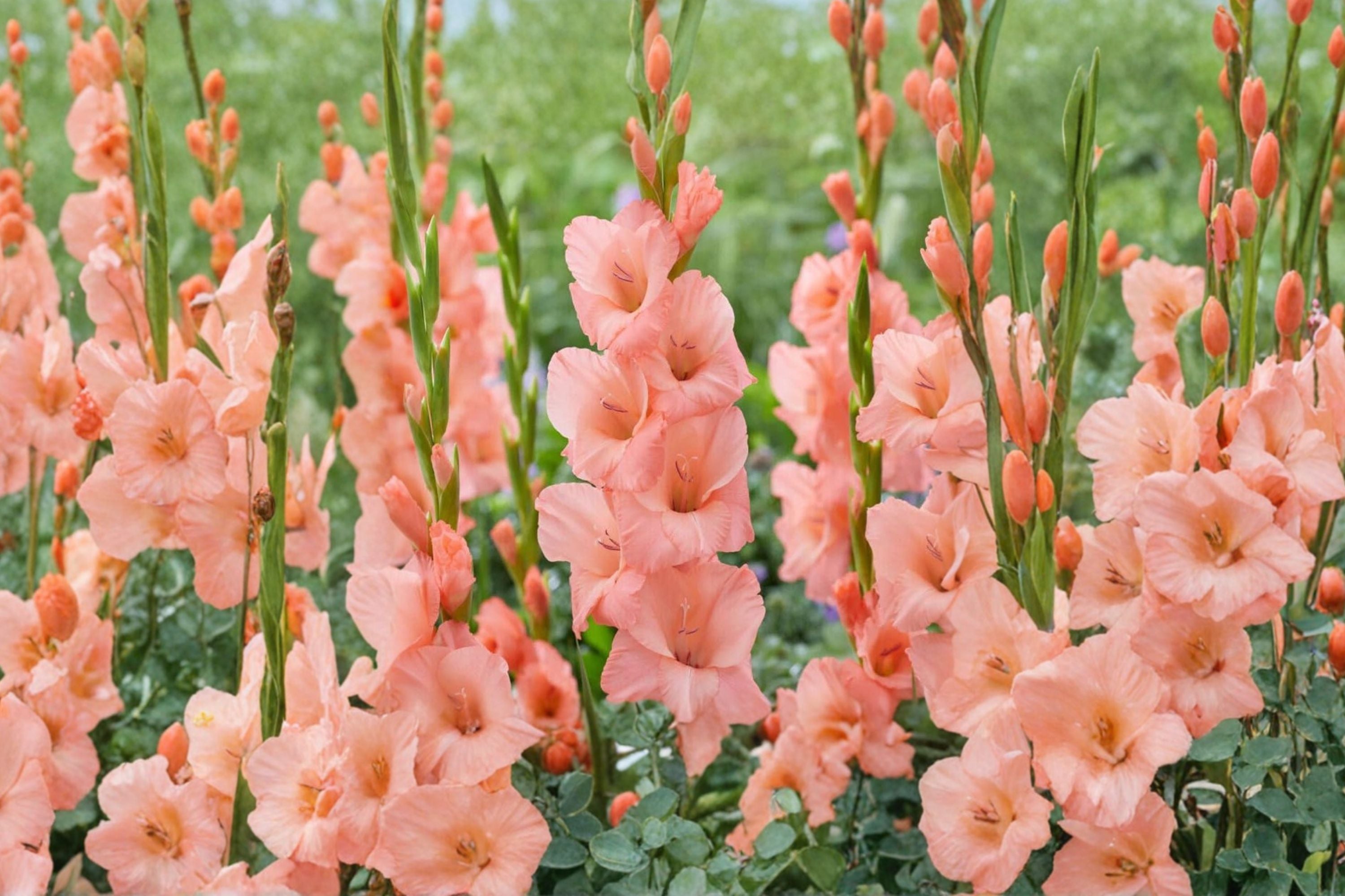 Gladiolus ‘Georgia Peach’ | Peach Sword Lily Bulbs | Tall Cut Flower Gladiolus | Summer Blooming Perennial | Spring Planting Bulbs