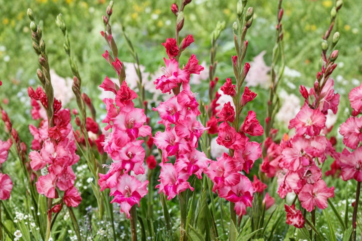 Gladiolus Glamini ‘Kelly’ | Pink Compact Gladiolus Bulbs | Dwarf Sword Lily | Summer Blooming Cut Flower | Pollinator-Friendly Garden Plant