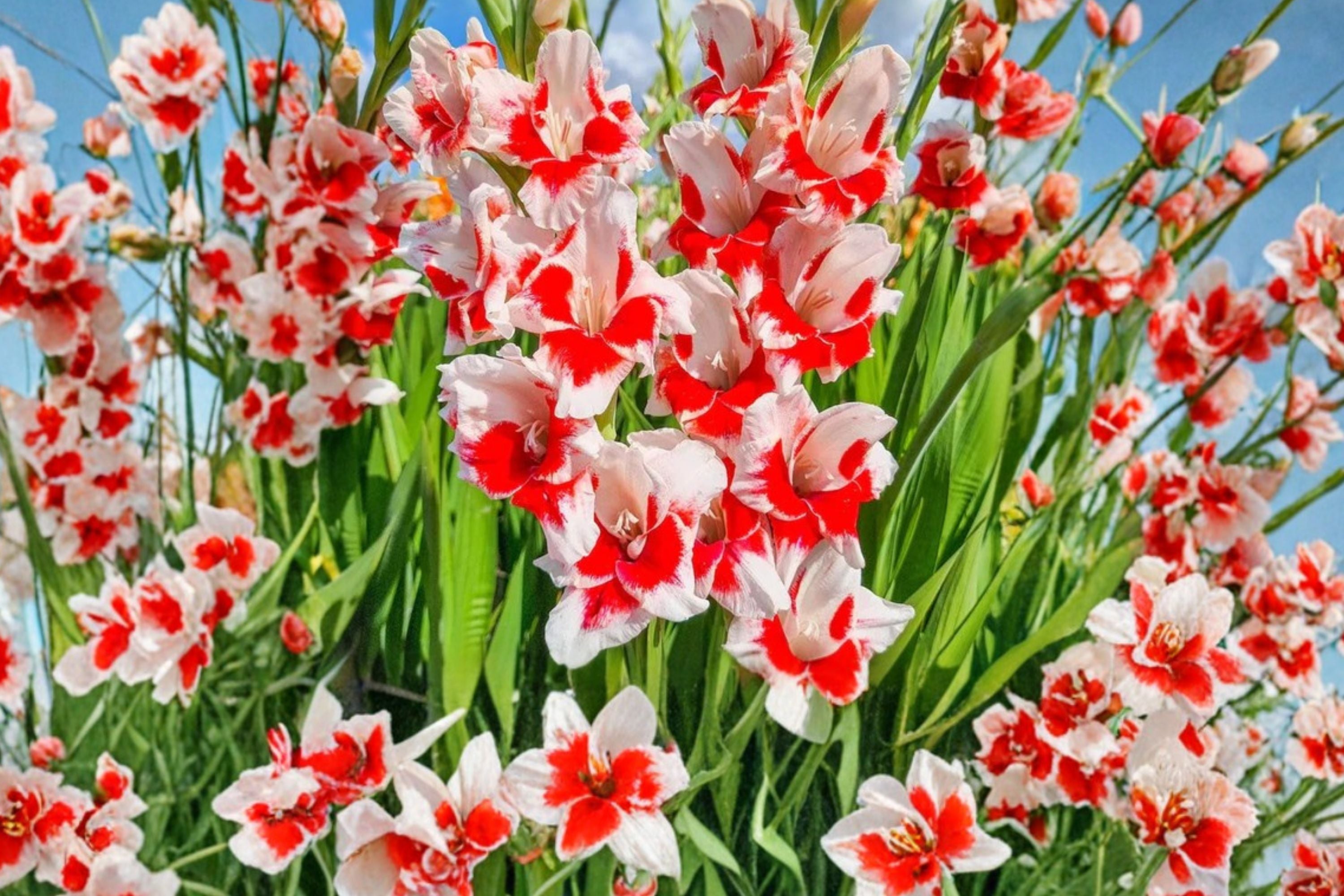 Gladiolus 'Zizanie' | Red & White Gladiolus Bulbs | Tall Sword Lily | Bicolor Cut Flowers | Summer Blooming Bulbs | Pollinator Garden | Spring Planting Corms