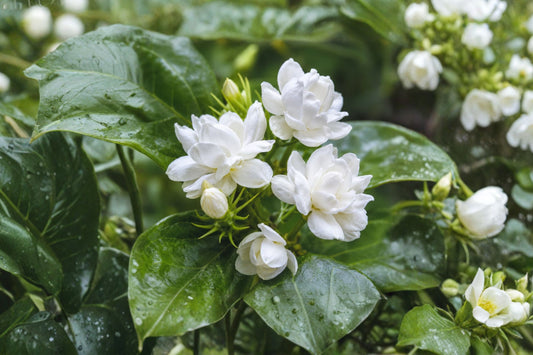 Arabian Knights Jasmine Live Plant, Jasminum sambac 'Arabian Knights', 8 Inch Pot, Fragrant Double White Blooms