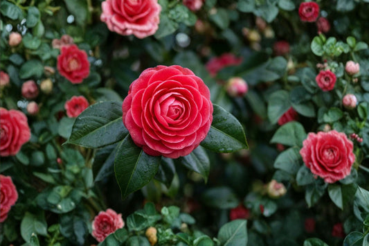 Black Tie Camellia Japonica Live Plant | Deep Red Formal Double Camellia | Evergreen Flowering Shrub | Rooted Starter