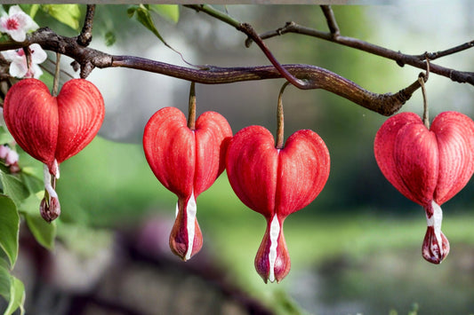 Red Bleeding Heart Live Plant in Pot, Dicentra Valentine Flowering Perennial, Red Heart Shaped Shade Garden Plant