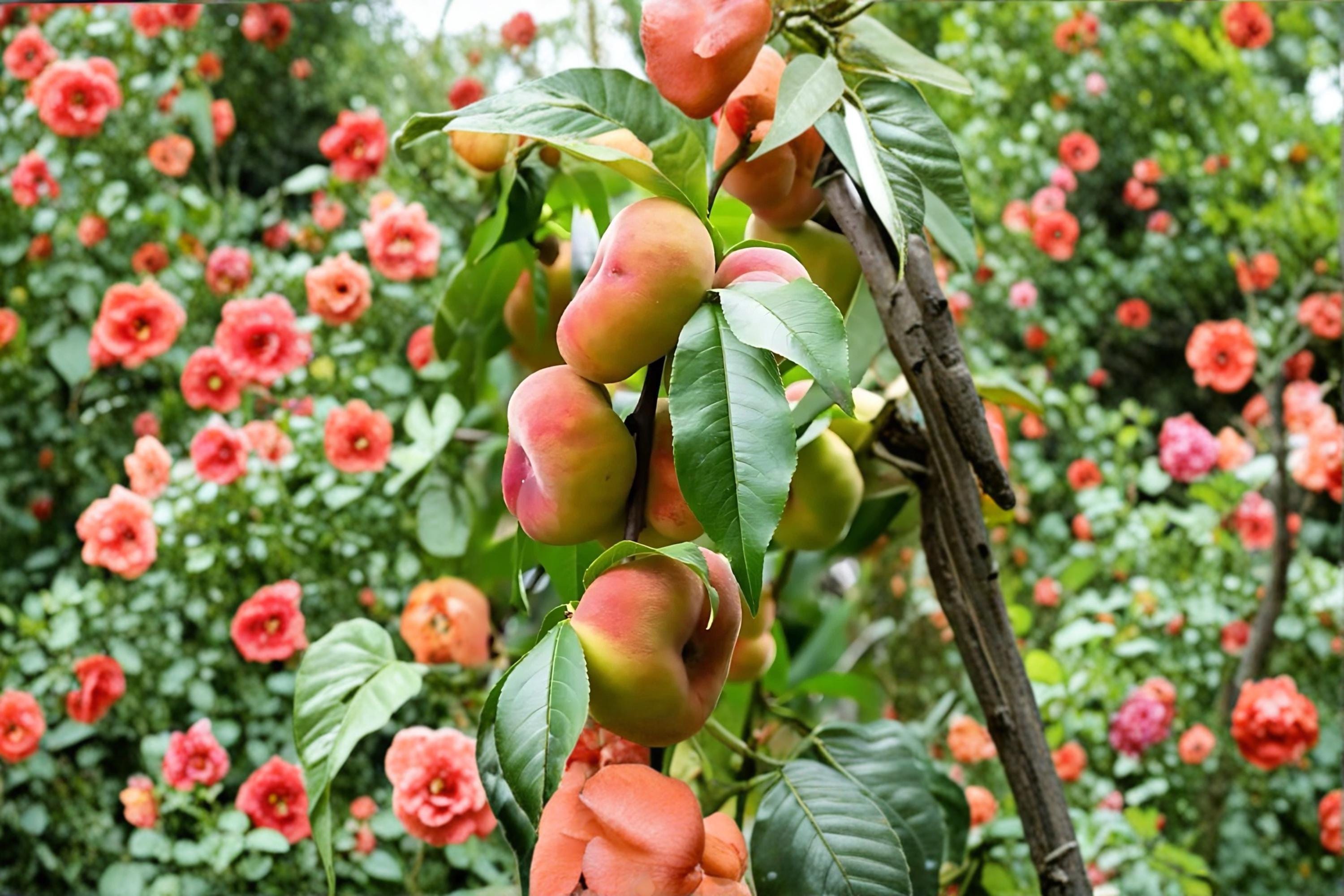 Galaxy Peach 1 Live Plant Bare Root 2ft Tall (Prunus persica) Donut Peach Tree White Flesh