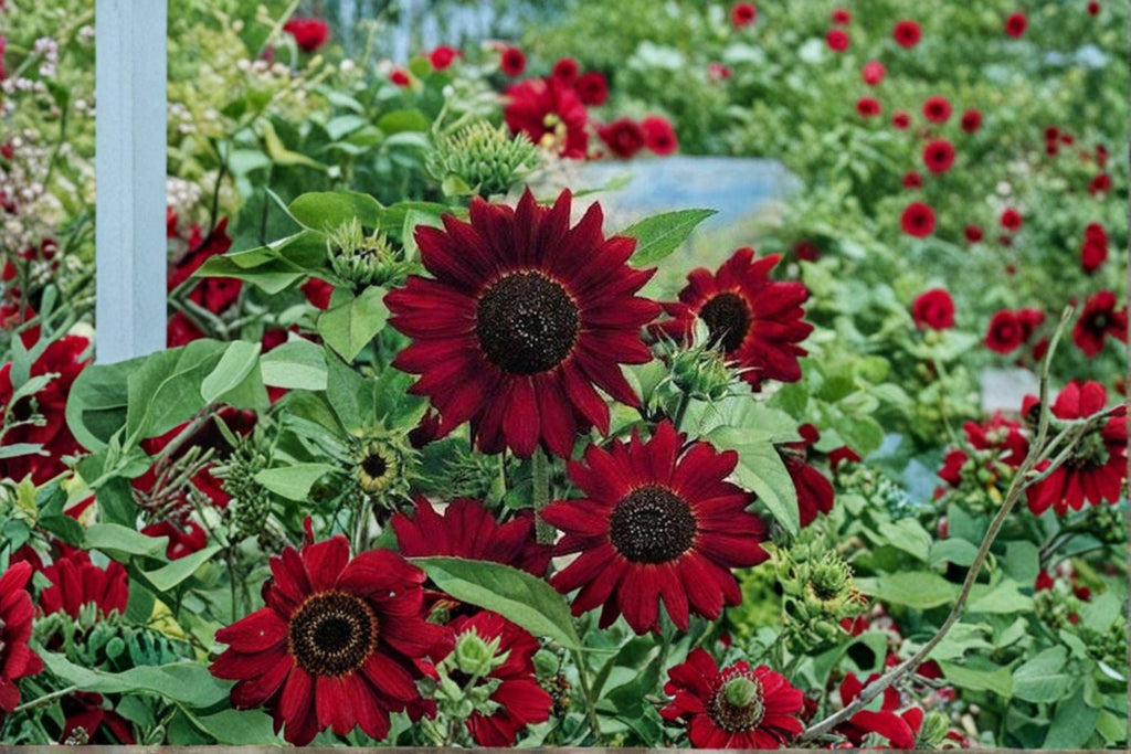 Velvet Queen Sunflower 15 Seeds | Deep Burgundy Blooms | Heirloom Sunflower | Pollinator Favorite