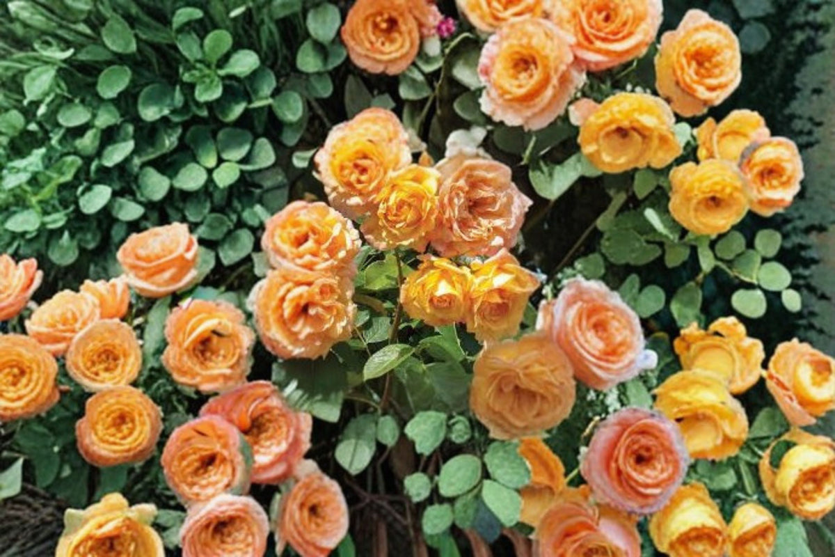 Garden Sun Climbing Rose Live Plant – 1.5 Gal Peach Apricot Rose