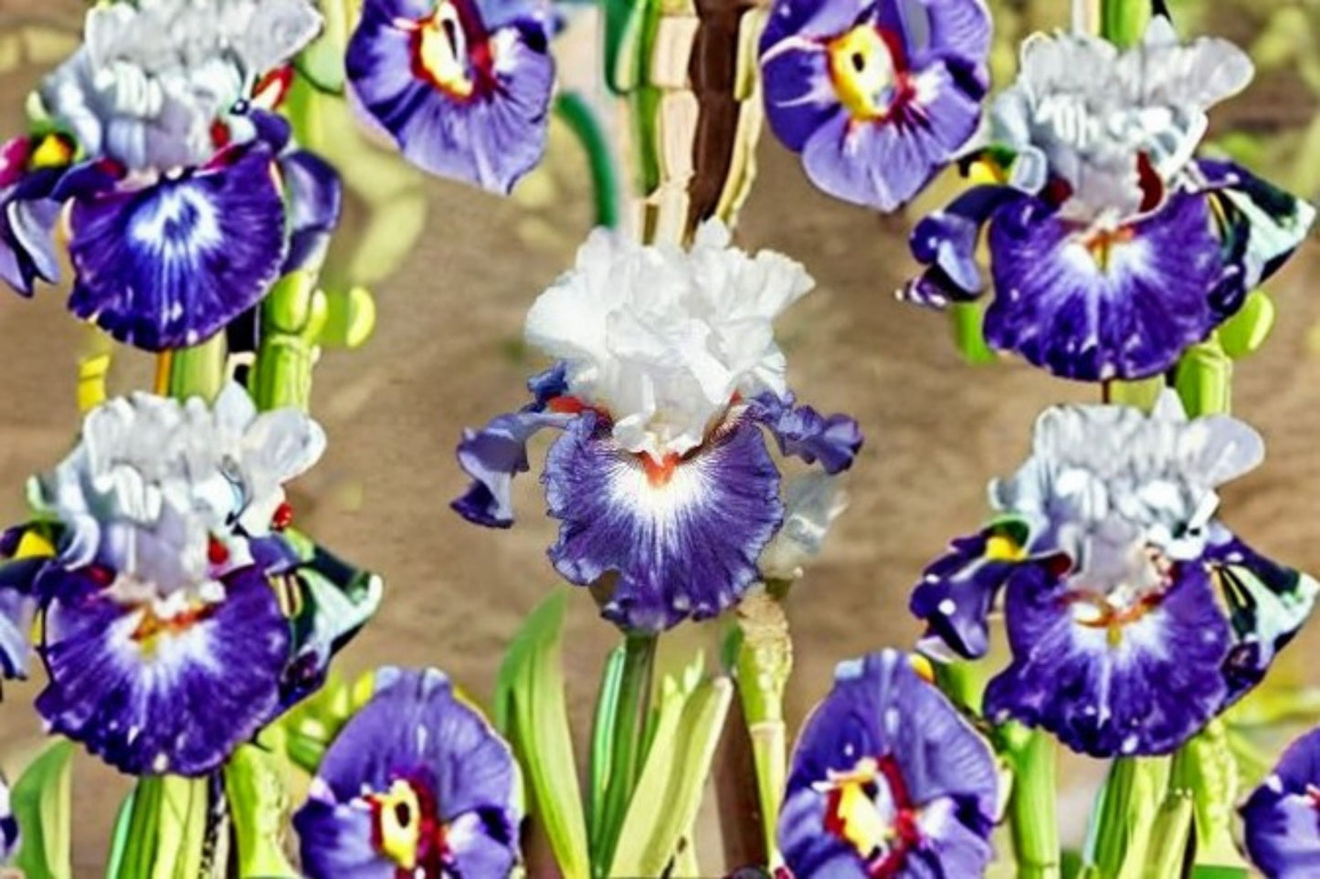 Gypsy Lord Iris Live Plant – Violet White Bearded Iris Perennial