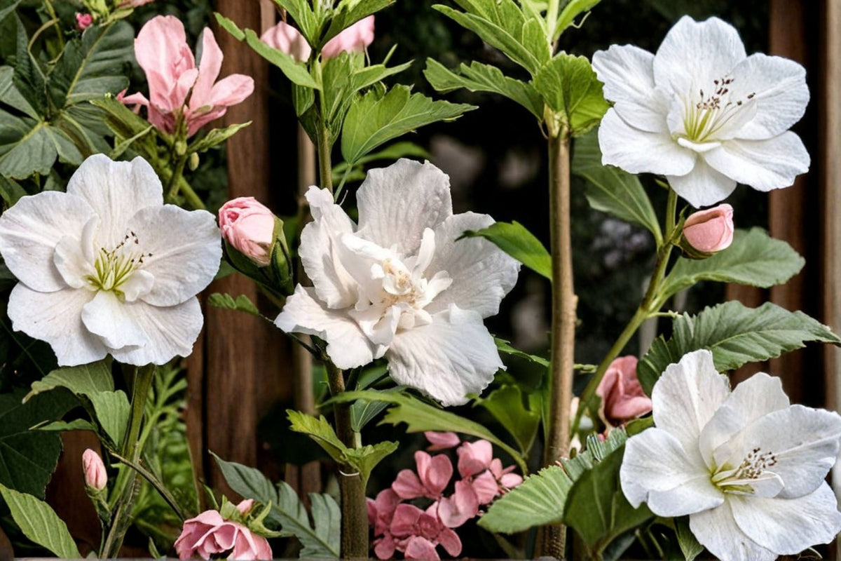 White Rose of Sharon Live Plant | Rooted Hibiscus Shrub | Solid White Flowers | 12+ Inch Starter Plant | Perennial Garden Shrub | Zones 5-8