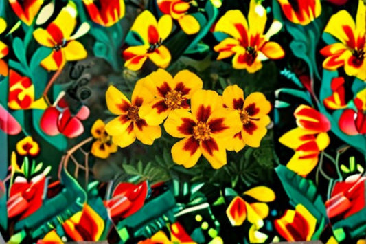 Dainty Marietta Marigold Seeds Tagetes Patula Red Yellow BiColor French Marigold Annual Flower Garden Plant 100 Seeds