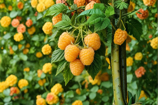 Fall Gold Raspberry Live Plant – 4–6" Tall – Edible Fruit Cane – Rubus idaeus