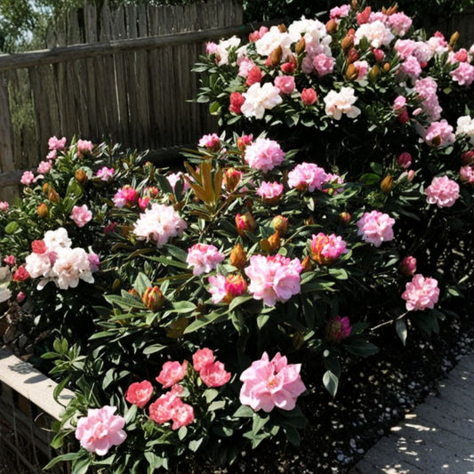 Rhododendron ‘Yaku Sunrise’ – Evergreen Rhododendron | Pink & White Midseason Blooms | #2 Container Plant | Cold Hardy Dwarf Shrub