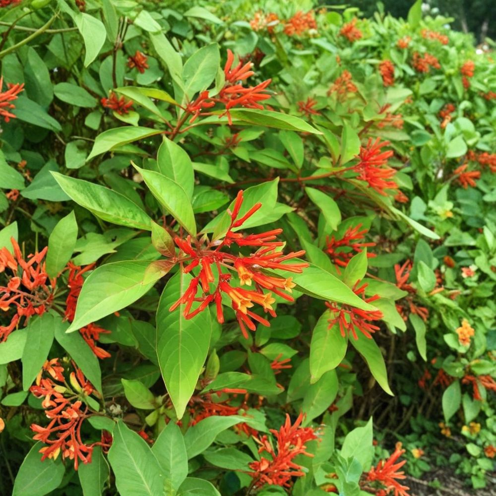 Mexican Firebush – Hamelia patens Live Starter Plants | 4–6 Inches Tall | Set of 4 | No Pot | Hummingbird & Butterfly Friendly | Easy to Grow