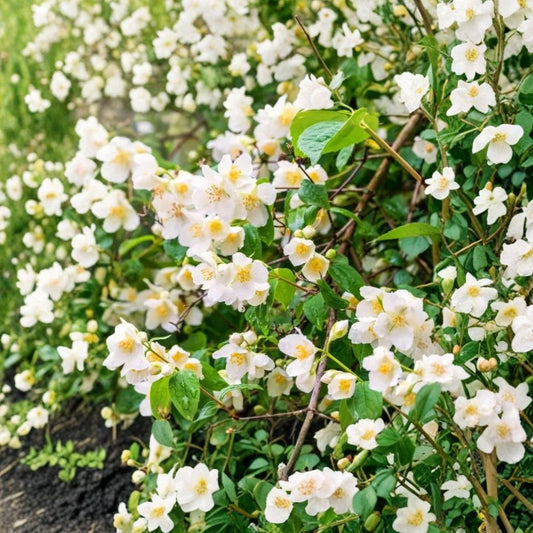 Sweet Mock Orange Plants – Philadelphus coronarius | 5 Live Starter Shrubs 12–24" | Fragrant White Blooms | Bare Root Garden Plants