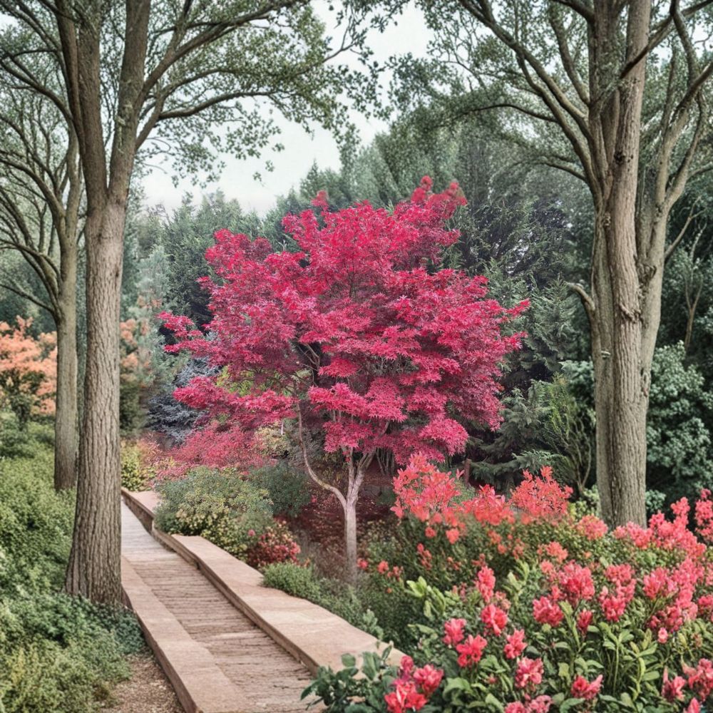 Fireglow Japanese Maple Tree – Acer palmatum ‘Fireglow’ Live Tree | 15–20 Inches Tall | Bright Red Upright Maple | #3 Container Size