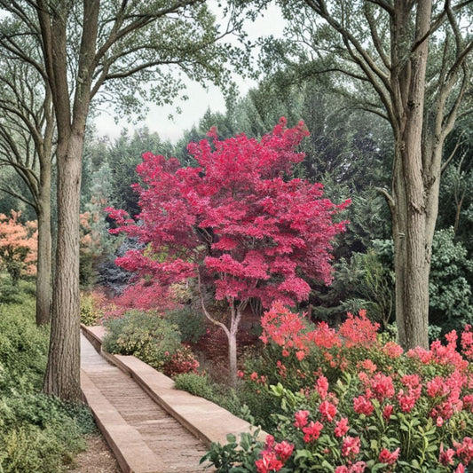 Fireglow Japanese Maple Tree – Acer palmatum ‘Fireglow’ Live Tree | 15–20 Inches Tall | Bright Red Upright Maple | #3 Container Size