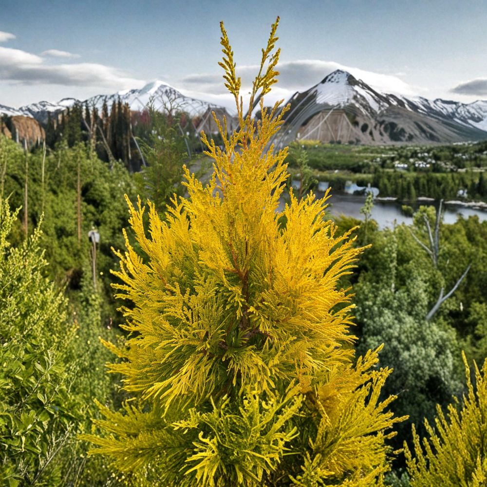 Forever Goldy Arborvitae – Live Evergreen Conifer | 4 Inch Pot Plant | Thuja plicata ‘4EVER’ | Golden Privacy Landscape Tree