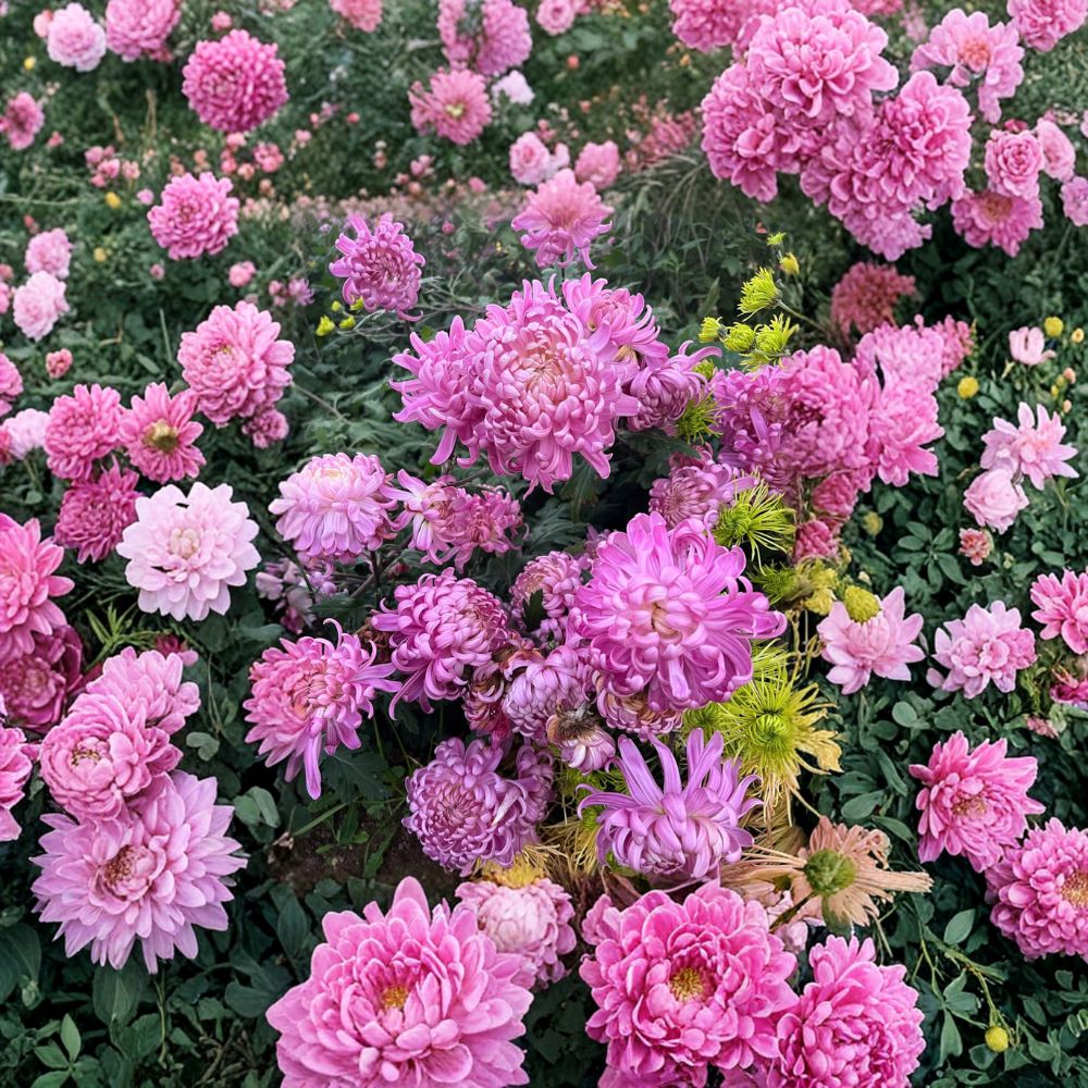 2-Pack Pink Queen Mum Plants – Chrysanthemum Live Perennial Flowers | Includes Nursery Pots Large Pink Blooms | Hardy Garden Mums | 粉国华菊花