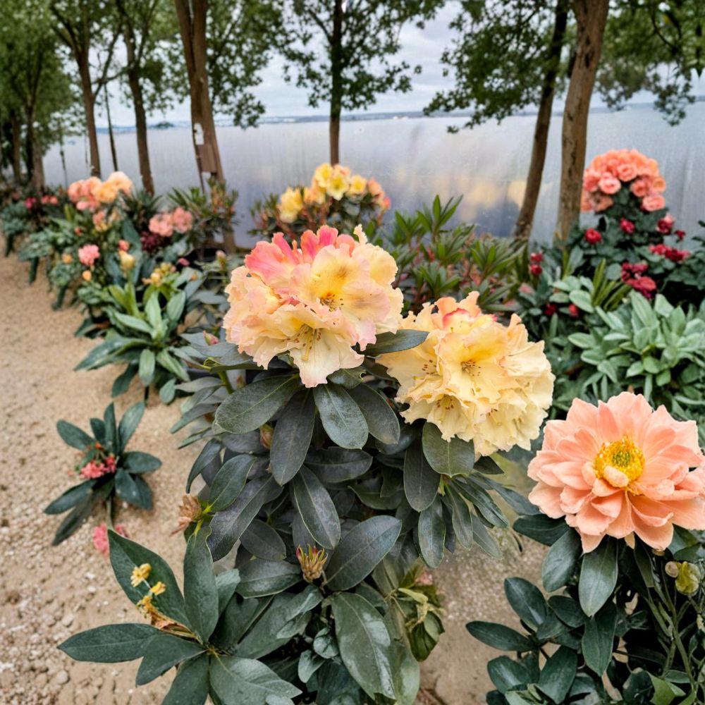 Rhododendron ‘Horizon Monarch’ Live Evergreen Shrub | Yellow Pink Cream Blooming Rhododendron | Award Winning Hardy Plant | #2 Container Grown