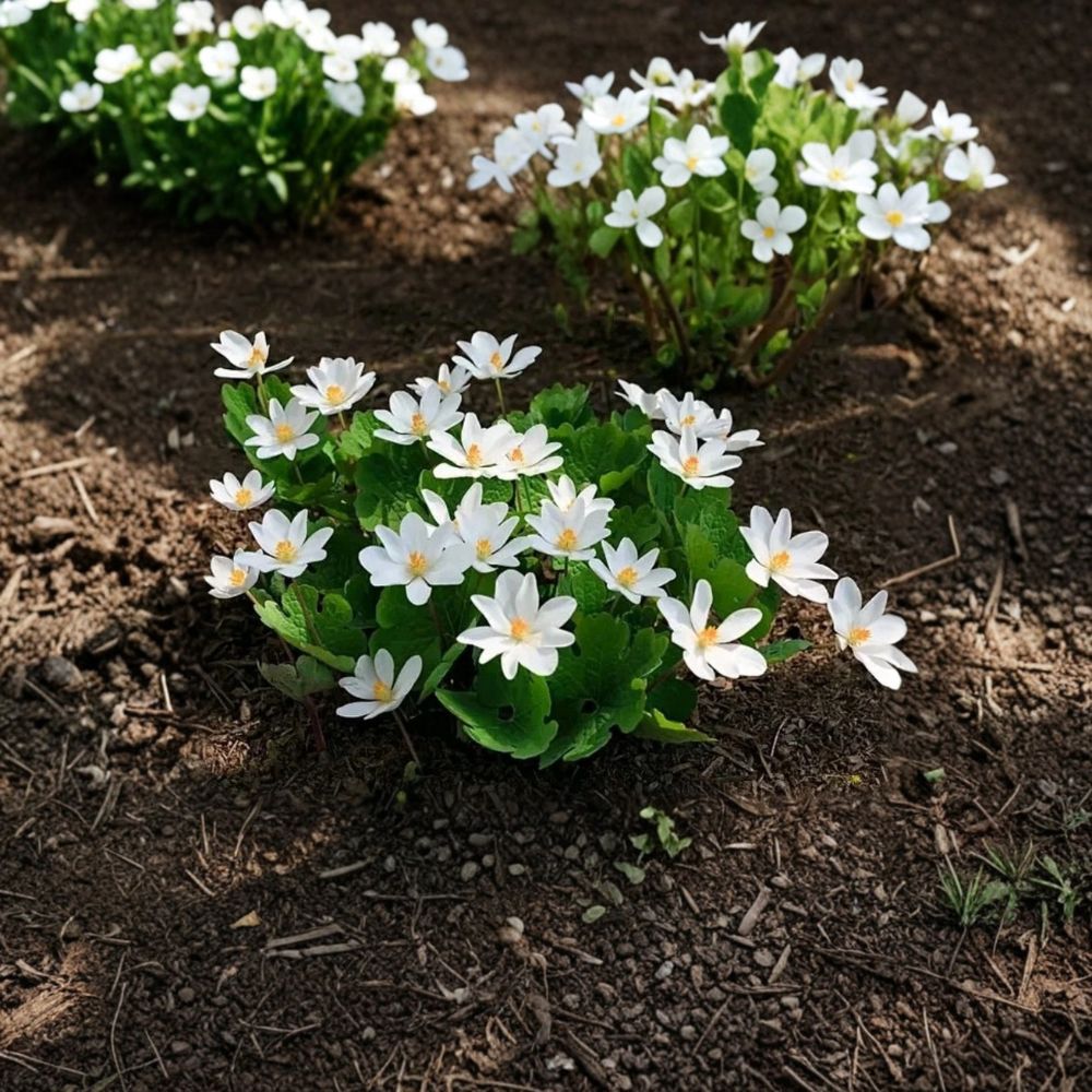 Bloodroot Live Bare Root Plant | Sanguinaria canadensis Perennial | Native Woodland Wildflower | Spring Blooming Medicinal Plant