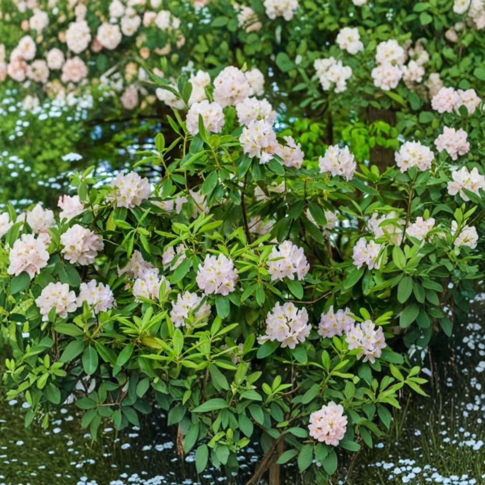 Great Laurel Live Bare Root Plant | Rhododendron maximum | Evergreen Native Shrub | White Spring Blooms | Shade Garden Favorite