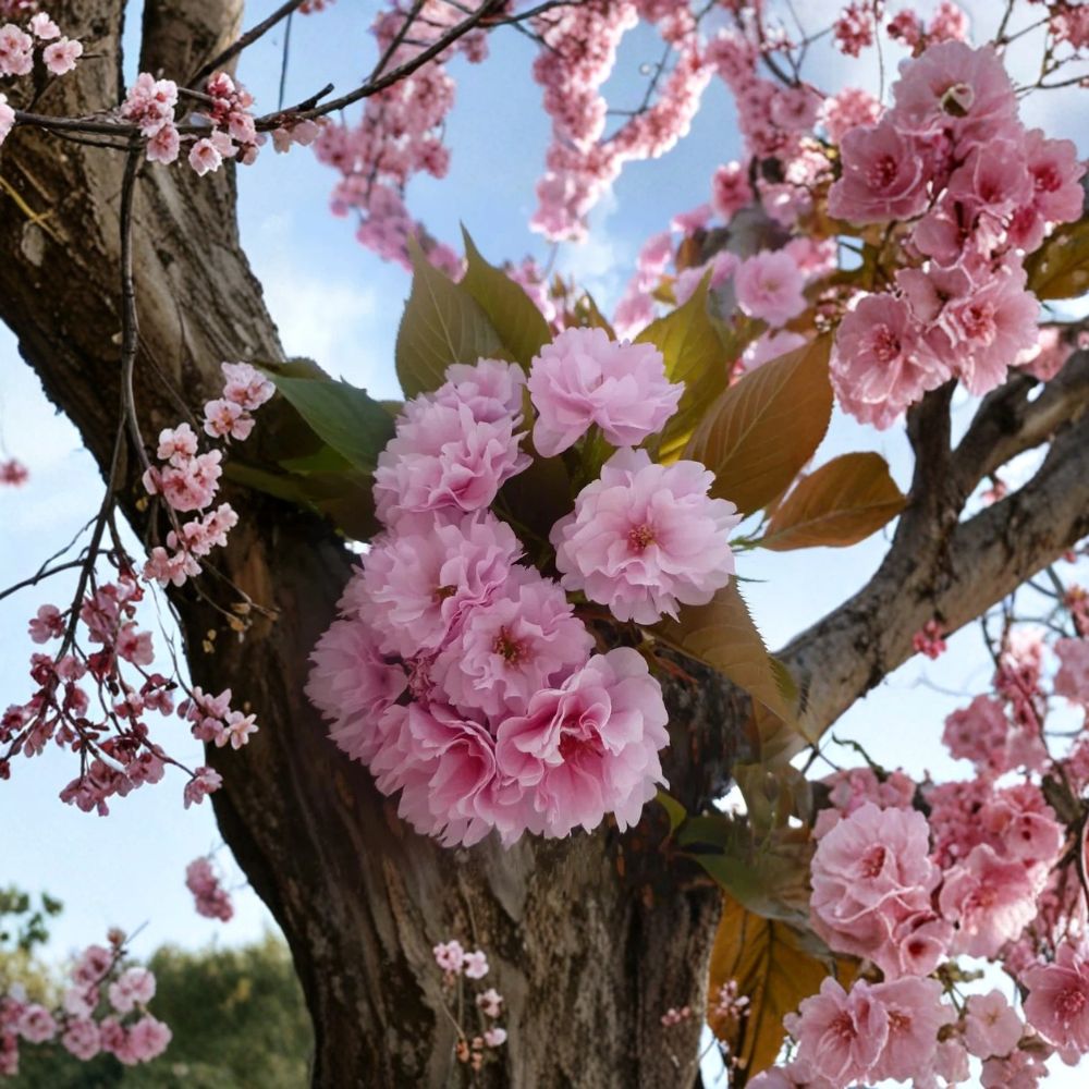 Kwanzan Cherry – Prunus serrulata 'Kwanzan' Live Tree | 6–12 Inch Starter | 2.5 Inch Pot | Double Pink Flowering Ornamental